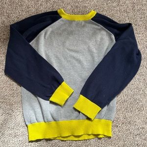 Children’s Place Boy Sweater, Size 10/12, Grey w/Navy sleeves & neon accents